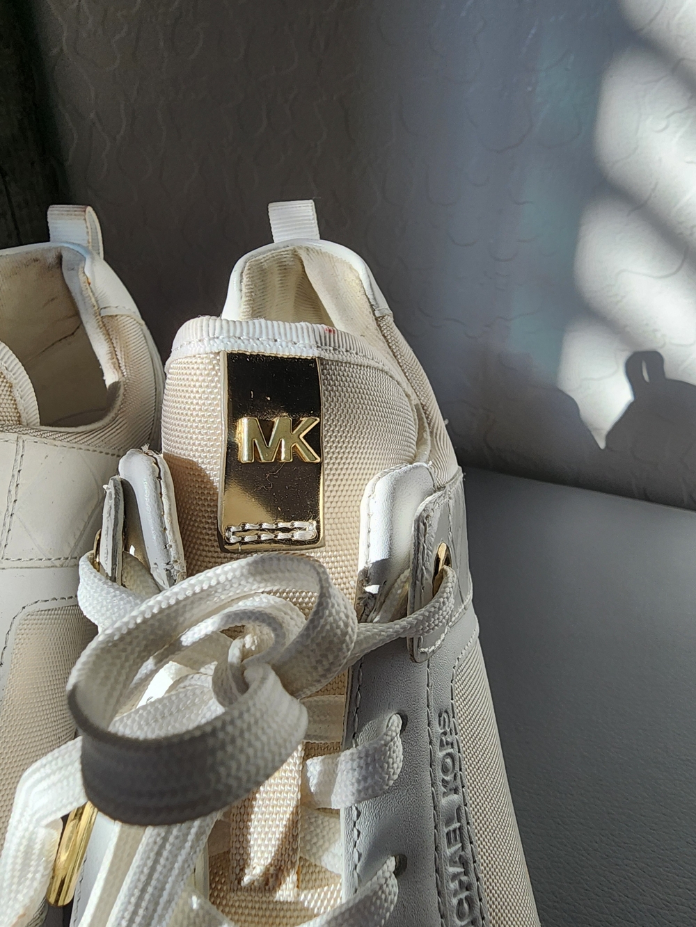MICHAEL Michael Kors Cream Sneakers with Gold Heel Accent - Picture 3 of 6
